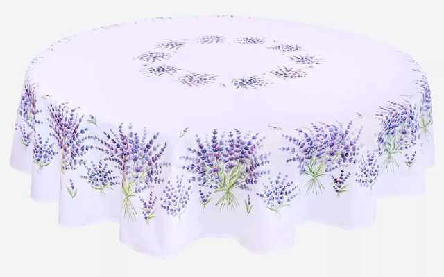 Round Tablecloth coated or cotton (Bonnieux. Lavender blue)